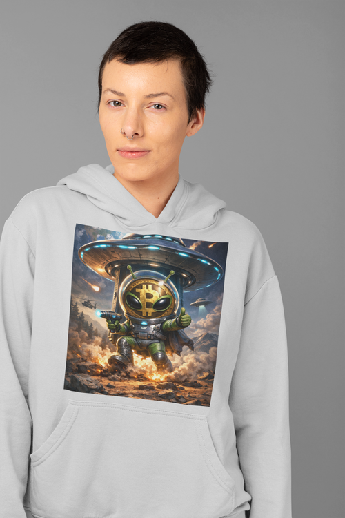 Alien Bitcoin Hoodie — Crypto Space Design